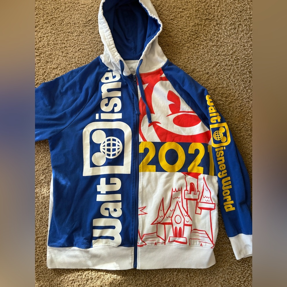 Disney Blue, White, Red & Yellow 2021 Zip-Up Hoodie Jacket